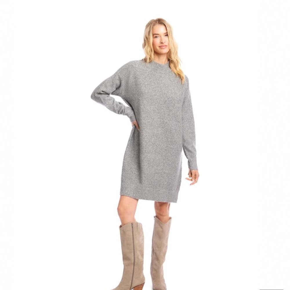 Women’s Mock Neck Sweater Dress Grey Size M $128 Retail